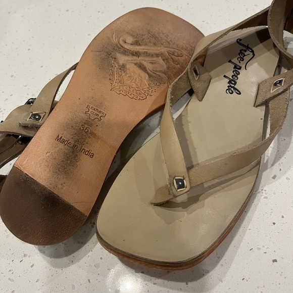 Free People Womens Tan Ankle Strap Leather Sandals Size 36 - Picture 8 of 8